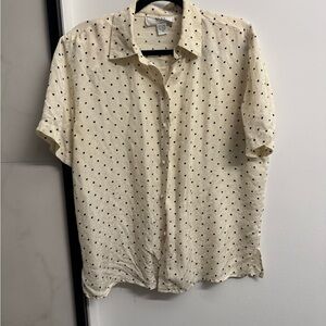 Nexx Men's Cream and Black Polka Dot Shirt